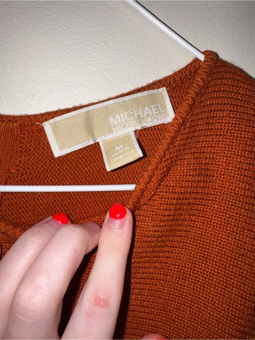 Michael Kors Rust Long-Sleeve Knit Top